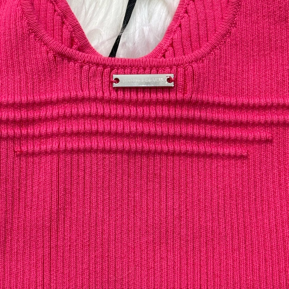 NWT Maniere De Voir Pink Ribbed Contour Crop Top - Picture 9 of 13